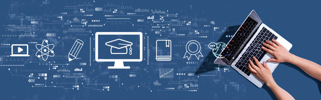 E-learning concept with woman using a laptop